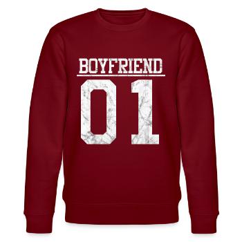BOYFRIEND 01 - Stanley/Stella Unisex Bio-Sweatshirt CHANGER  - Burgunderrot - Vorne - Nik (191cm) & Marisol (170cm)