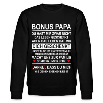 Herren Bonus Papa Leben besser Stiefvater Geschenk - Stanley/Stella Unisex Bio-Sweatshirt CHANGER  - Schwarz - Vorne - Nik (191cm) & Marisol (170cm)