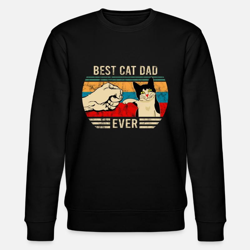 Best Cat Dad Ever Bump Kitten Vintage - Stanley/Stella Unisex Bio-Sweatshirt CHANGER  - Schwarz