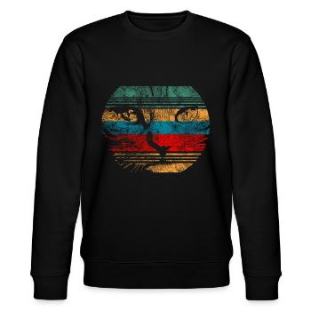 Cat face cat eye silhouette on colorful H - Stanley/Stella CHANGER Unisex Organic Sweatshirt - black - Front - Nik (191cm) & Marisol (170cm)