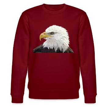 Bald eagle - Stanley/Stella CHANGER Unisex Organic Sweatshirt - burgundy - Front - Nik (191cm) & Marisol (170cm)