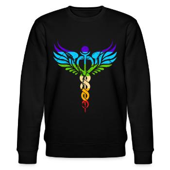 Kundalini chakra meditation winged serpent - Stanley/Stella CHANGER Unisex Organic Sweatshirt - black - Front - Nik (191cm) & Marisol (170cm)
