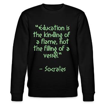 Sokrates Zitat - Education is the | Weisheit - Stanley/Stella Unisex Bio-Sweatshirt CHANGER  - Schwarz - Vorne - Nik (191cm) & Marisol (170cm)
