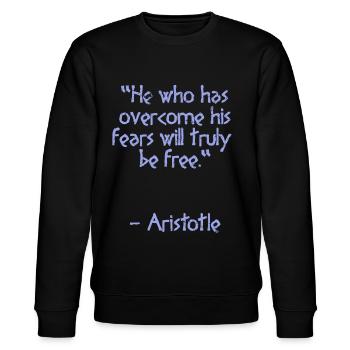 Aristoteles Zitat - He who has | Weisheit - Stanley/Stella Unisex Bio-Sweatshirt CHANGER  - Schwarz - Vorne - Nik (191cm) & Marisol (170cm)
