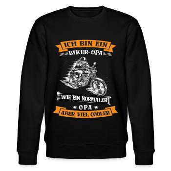 Biker Opa Motorrad Geschenk - Stanley/Stella Unisex Bio-Sweatshirt CHANGER  - Schwarz - Vorne - Nik (191cm) & Marisol (170cm)