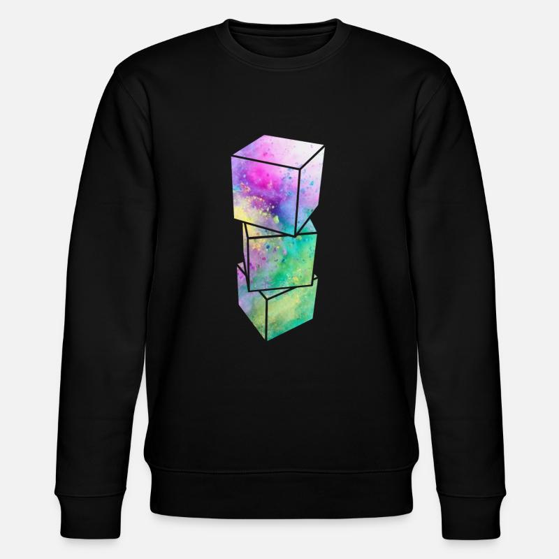 3D Würfel - Stanley/Stella Unisex Bio-Sweatshirt CHANGER  - Schwarz