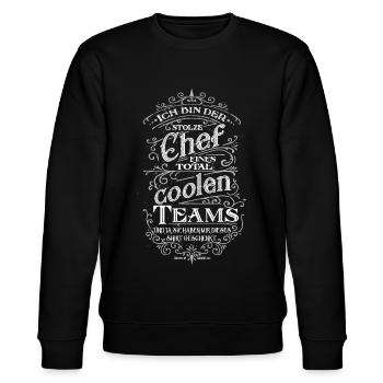 Stolzer Chef eines coolen Teams - Stanley/Stella Unisex Bio-Sweatshirt CHANGER  - Schwarz - Vorne - Nik (191cm) & Marisol (170cm)