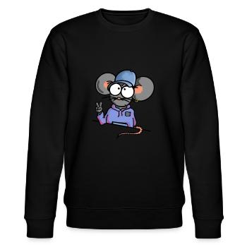 Maus zeigt Peace - Stanley/Stella Unisex Bio-Sweatshirt CHANGER  - Schwarz - Vorne - Nik (191cm) & Marisol (170cm)