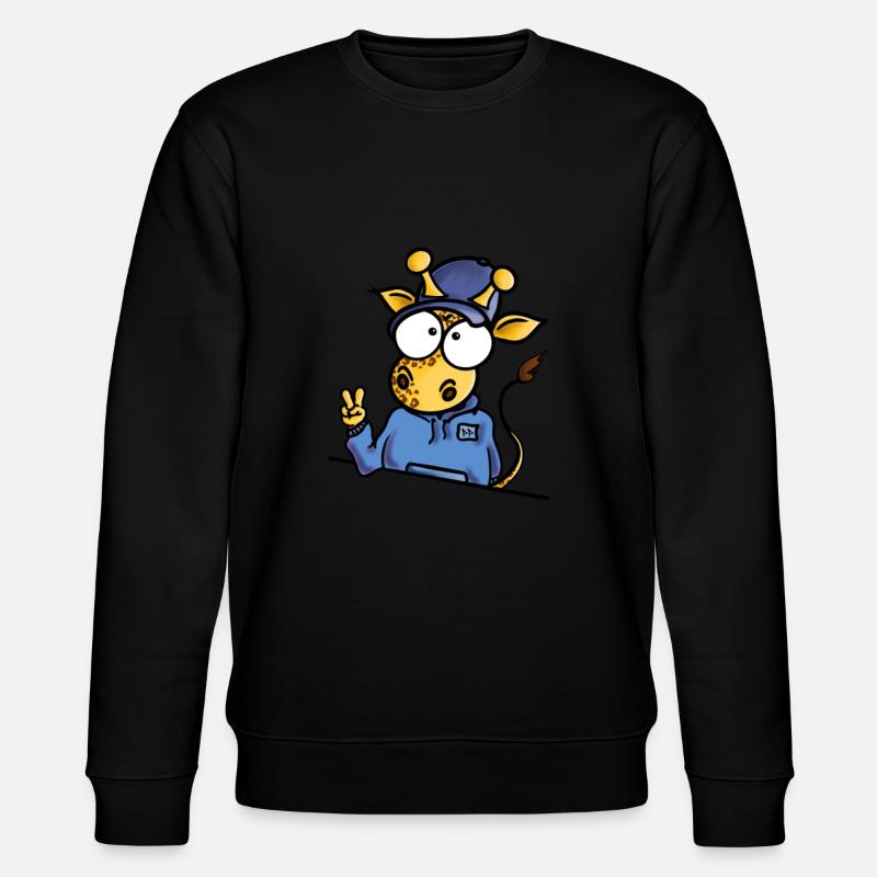 Giraffe mit Cap Peace - Stanley/Stella Unisex Bio-Sweatshirt CHANGER - Schwarz