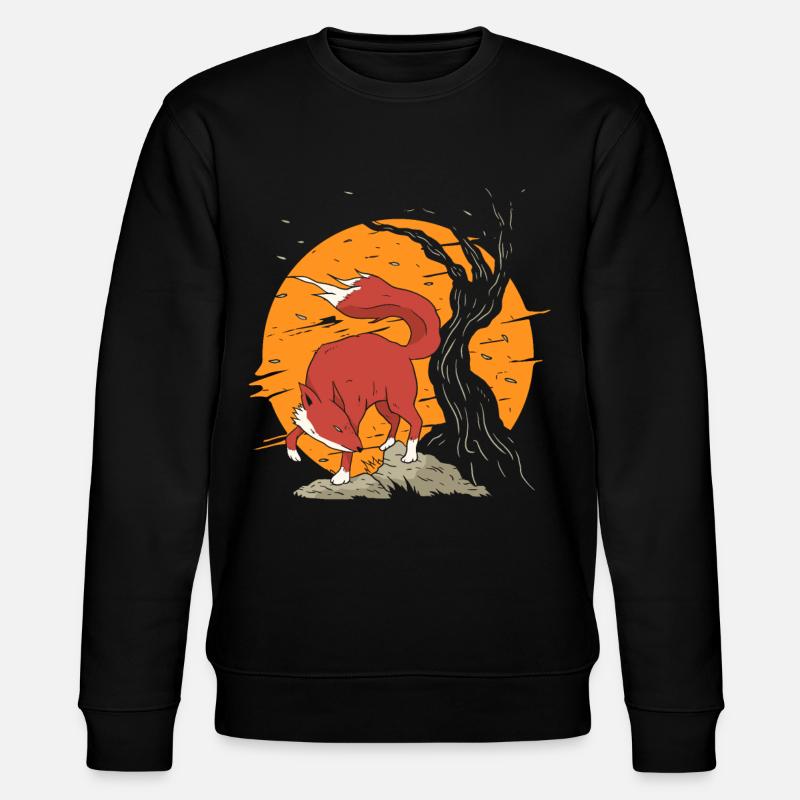 Kitsune Anime Red Fox Gift - Stanley/Stella CHANGER Unisex Organic Sweatshirt - black