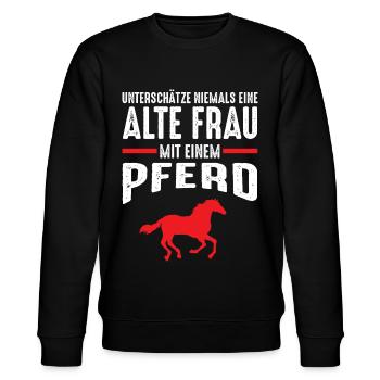 Reiterin Pferd Reiten Reitsport Pferdesprüche - Stanley/Stella Unisex Bio-Sweatshirt CHANGER  - Schwarz - Vorne - Nik (191cm) & Marisol (170cm)