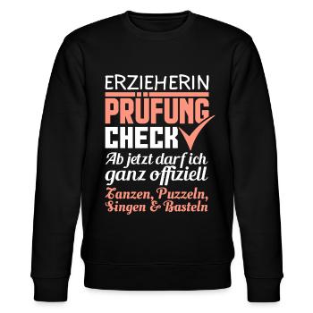 Erzieherin Prüfung Bestanden Geschenk - Stanley/Stella Unisex Bio-Sweatshirt CHANGER  - Schwarz - Vorne - Nik (191cm) & Marisol (170cm)
