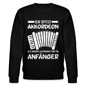 Ziehharmonika Akkordeon Musiker Sprüche - Stanley/Stella Unisex Bio-Sweatshirt CHANGER  - Schwarz - Vorne - Nik (191cm) & Marisol (170cm)
