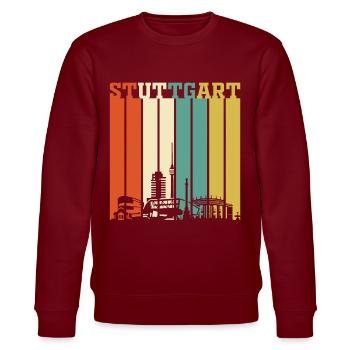 Stuttgart | Stuttgart Geschenk Skyline - Stanley/Stella Unisex Bio-Sweatshirt CHANGER  - Burgunderrot - Vorne - Nik (191cm) & Marisol (170cm)