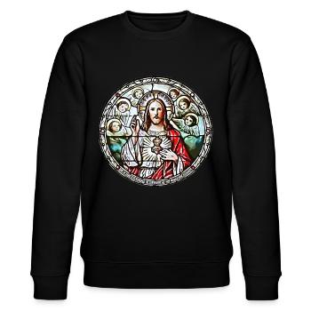 HEILIGSTES HERZ JESU - Stanley/Stella Unisex Bio-Sweatshirt CHANGER  - Schwarz - Vorne - Nik (191cm) & Marisol (170cm)