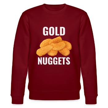 Chicken Nuggets Fast Food Lustiger Spruch - Stanley/Stella Unisex Bio-Sweatshirt CHANGER  - Burgunderrot - Vorne - Nik (191cm) & Marisol (170cm)