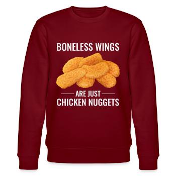 Chicken Nuggets Knochenlose Flügel Feinschmecker Lustiger Spruch - Stanley/Stella Unisex Bio-Sweatshirt CHANGER  - Burgunderrot - Vorne - Nik (191cm) & Marisol (170cm)
