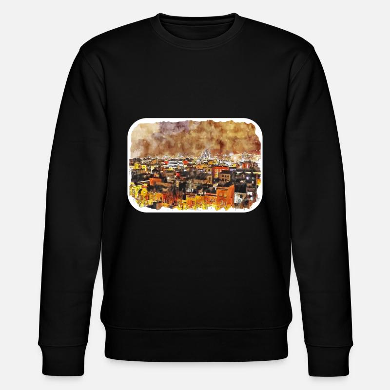 Barcelone Espagne Aquarelle Sketch Illustration - Sweat bio CHANGER Stanley/Stella Unisexe - noir