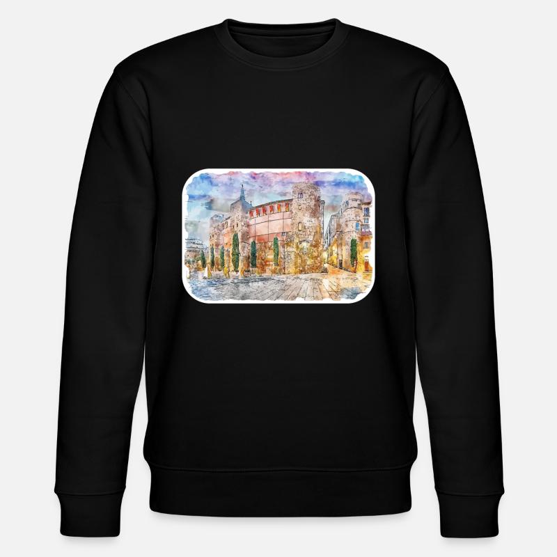 Barcelone Espagne Aquarelle Sketch Illustration - Sweat bio CHANGER Stanley/Stella Unisexe - noir