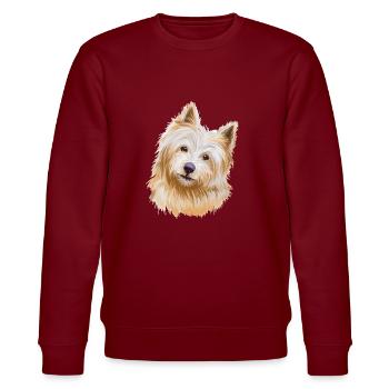 Norwich Terrier Dog Watercolor Sketch Illustration - Stanley/Stella CHANGER Unisex Organic Sweatshirt - burgundy - Front - Nik (191cm) & Marisol (170cm)