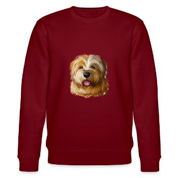Norfolk Terrier Dog Watercolor Sketch Illustration - Stanley/Stella CHANGER Unisex Organic Sweatshirt - burgundy - Front - Nik (191cm) & Marisol (170cm)