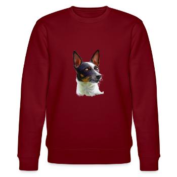 Tenterfield Terrier Dog Watercolor Illustration - Stanley/Stella CHANGER Unisex Organic Sweatshirt - burgundy - Front - Nik (191cm) & Marisol (170cm)