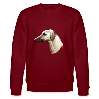 Sloughi Hund Aquarell Skizze Illustration - Stanley/Stella Unisex Bio-Sweatshirt CHANGER  - Burgunderrot - Vorne - Nik (191cm) & Marisol (170cm)