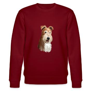 Wire Fox Terrier Dog Watercolor Illustration - Stanley/Stella CHANGER Unisex Organic Sweatshirt - burgundy - Front - Nik (191cm) & Marisol (170cm)
