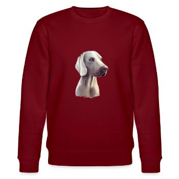 Weimaraner Hund Aquarell Illustration - Stanley/Stella Unisex Bio-Sweatshirt CHANGER  - Burgunderrot - Vorne - Nik (191cm) & Marisol (170cm)