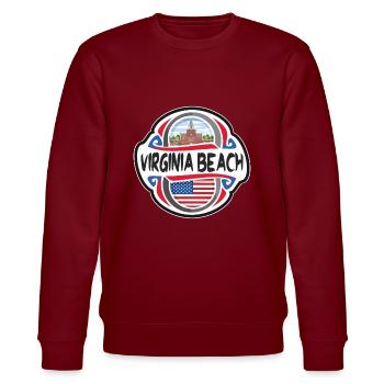Virginia Beach Vereinigte Staaten Vereinigte Staaten Flagge Reise Souve - Stanley/Stella Unisex Bio-Sweatshirt CHANGER  - Burgunderrot - Vorne - Nik (191cm) & Marisol (170cm)