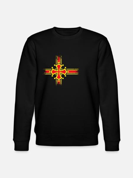 Croix jaune Occitanie sur fond rouge et/ou noir. - Sweat bio CHANGER Stanley/Stella Unisexe - noir