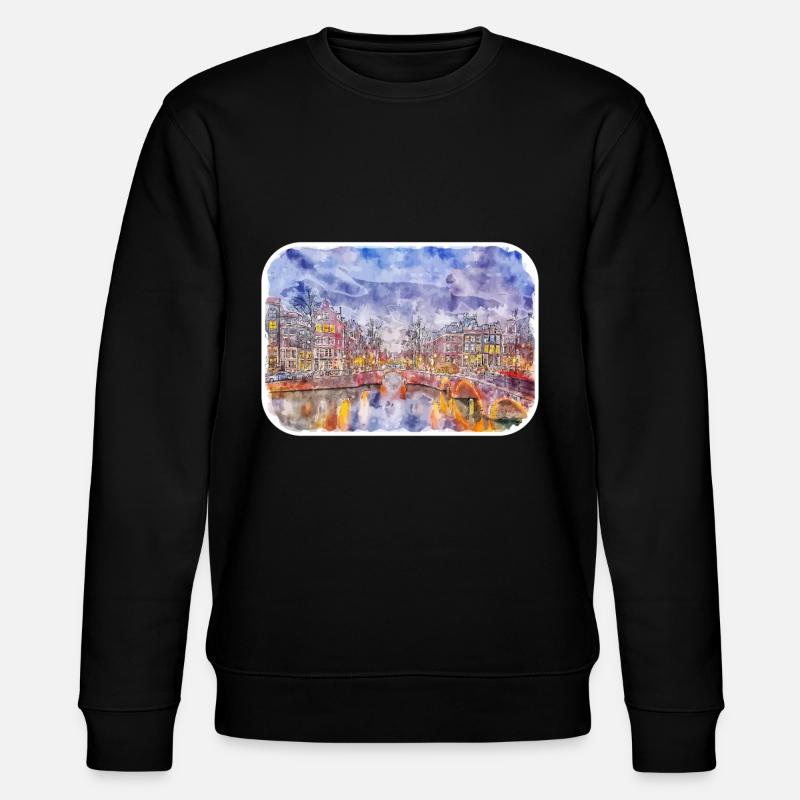 Amsterdam Pays-Bas Aquarelle Dessin d’esquisse - Sweat bio CHANGER Stanley/Stella Unisexe - noir