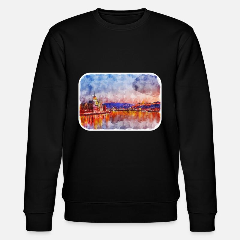 Budapest Hongrie Aquarelle Sketch Illustration - Sweat bio CHANGER Stanley/Stella Unisexe - noir