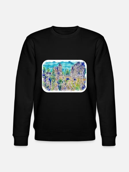 Europa Aquarellskizze Handgezeichnete Illustration - Stanley/Stella Unisex Bio-Sweatshirt CHANGER - Schwarz