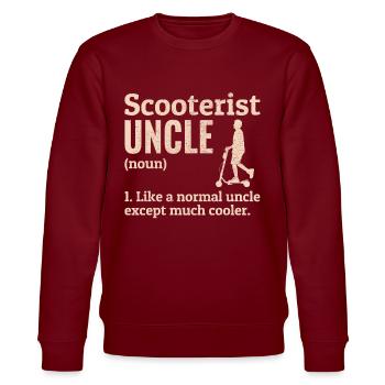 Electric Scooter Driver E-Scooter Scooterist Uncle - Stanley/Stella CHANGER Unisex Organic Sweatshirt - burgundy - Front - Nik (191cm) & Marisol (170cm)