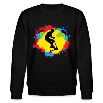 Stunt Scooter Freestyle Scootering Reiten bunt - Stanley/Stella Unisex Bio-Sweatshirt CHANGER  - Schwarz - Vorne - Nik (191cm) & Marisol (170cm)