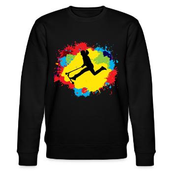 Stunt Scooter Freestyle Scootering Reiten bunt - Stanley/Stella Unisex Bio-Sweatshirt CHANGER  - Schwarz - Vorne - Nik (191cm) & Marisol (170cm)