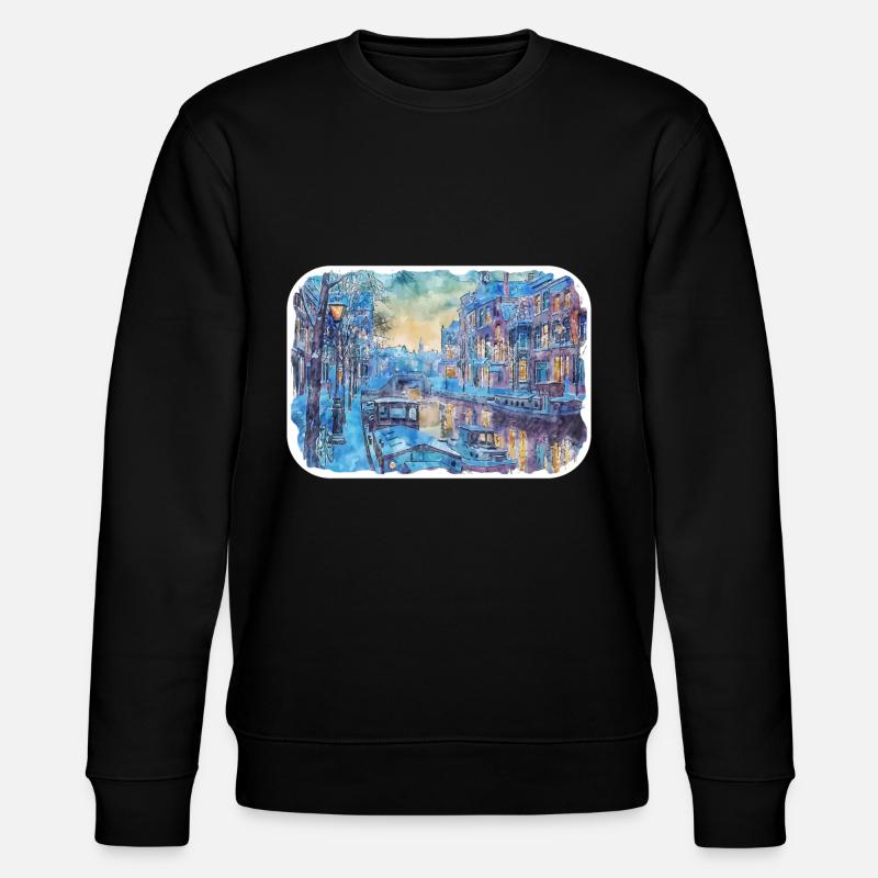 Amsterdam Pays-Bas Aquarelle Dessin d’esquisse - Sweat bio CHANGER Stanley/Stella Unisexe - noir