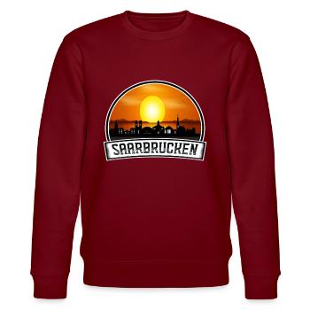 Saarbrücken Deutschland Skyline Vintage Sunset Travel - Stanley/Stella Unisex Bio-Sweatshirt CHANGER  - Burgunderrot - Vorne - Nik (191cm) & Marisol (170cm)