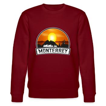 Monterrey Mexiko Skyline Vintage Sonnenuntergang Reise Sou - Stanley/Stella Unisex Bio-Sweatshirt CHANGER  - Burgunderrot - Vorne - Nik (191cm) & Marisol (170cm)