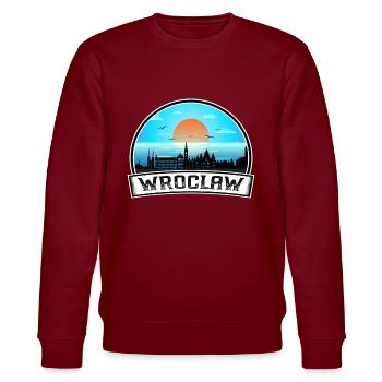 Breslau Polen Skyline Vintage Sunset Travel Souve - Stanley/Stella Unisex Bio-Sweatshirt CHANGER  - Burgunderrot - Vorne - Nik (191cm) & Marisol (170cm)
