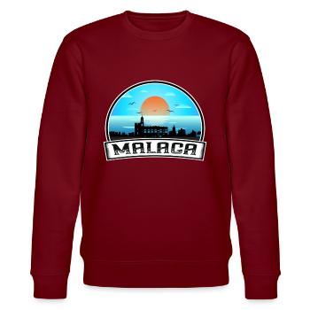 Malaga Spanien Skyline Vintage Sunset Travel Souveni - Stanley/Stella Unisex Bio-Sweatshirt CHANGER  - Burgunderrot - Vorne - Nik (191cm) & Marisol (170cm)