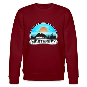 Monterrey Mexiko Skyline Vintage Sonnenuntergang Reise Sou - Stanley/Stella Unisex Bio-Sweatshirt CHANGER  - Burgunderrot - Vorne - Nik (191cm) & Marisol (170cm)