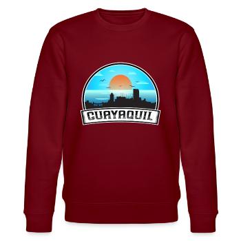 Guayaquil Equador Skyline Vintage Sunset Travel So - Stanley/Stella Unisex Bio-Sweatshirt CHANGER  - Burgunderrot - Vorne - Nik (191cm) & Marisol (170cm)