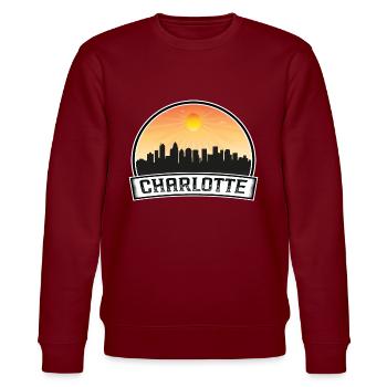 Charlotte North Carolina Usa Skyline Vintage Sunse - Stanley/Stella CHANGER Unisex Organic Sweatshirt - burgundy - Front - Nik (191cm) & Marisol (170cm)
