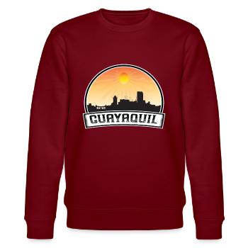 Guayaquil Equador Skyline Vintage Sunset Travel So - Stanley/Stella Unisex Bio-Sweatshirt CHANGER  - Burgunderrot - Vorne - Nik (191cm) & Marisol (170cm)