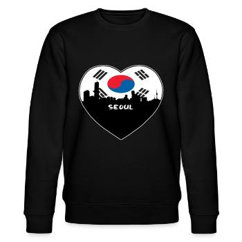 Seoul Südkorea Flagge Skyline Reise Souvenir - Stanley/Stella Unisex Bio-Sweatshirt CHANGER  - Schwarz - Vorne - Nik (191cm) & Marisol (170cm)