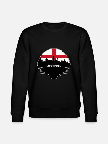 Liverpool-England-Flaggen-Skyline-Schattenbild-Reise - Stanley/Stella Unisex Bio-Sweatshirt CHANGER - Schwarz