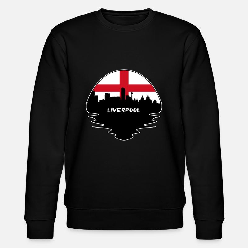 Liverpool-England-Flaggen-Skyline-Schattenbild-Reise - Stanley/Stella Unisex Bio-Sweatshirt CHANGER  - Schwarz