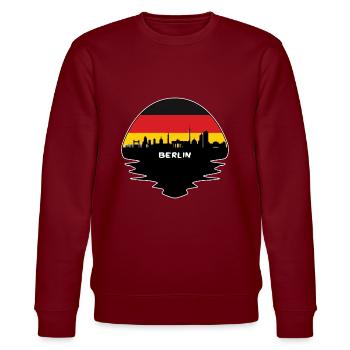 Berlin Deutschland Flagge Skyline Silhouette Travel - Stanley/Stella Unisex Bio-Sweatshirt CHANGER  - Burgunderrot - Vorne - Nik (191cm) & Marisol (170cm)